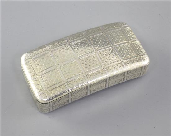 A George III silver gilt snuff box, Length 80mm. Weight: 2.5oz/80grms.